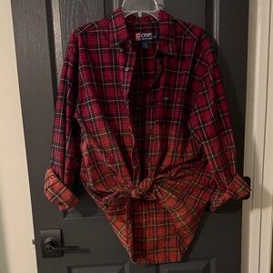 Jack Daniel’s boho, Chaps Men's Red and Black Plaid Shirt.  Bleach ombre boho!!